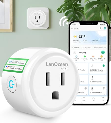 LanOcean Mini Smart Plugs That Compatible with Alexa & Google Home, WiFi Plug for APP Remote & Voice Control, Smart Outlet Timer with Schedule & Group Control Function | 2.4G WiFi Only