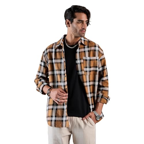 Chimpaaanzee Men Black & Brown Oversized Shirt