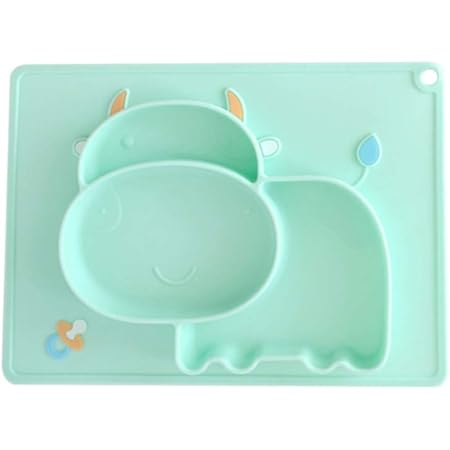 Manyo Assiette A Ventouse Pour Bebe Ventouse En Silicone Rectangulaire Vache De Dessin Anime Plateau Enfant Repas Assiette Compartiment Vert Amazon Fr Bebes Puericulture
