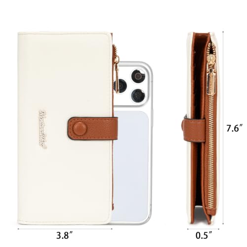 Image of Beige Wallet Women Bifold Long Wallets RFID Blocking Card Holder Wallets
