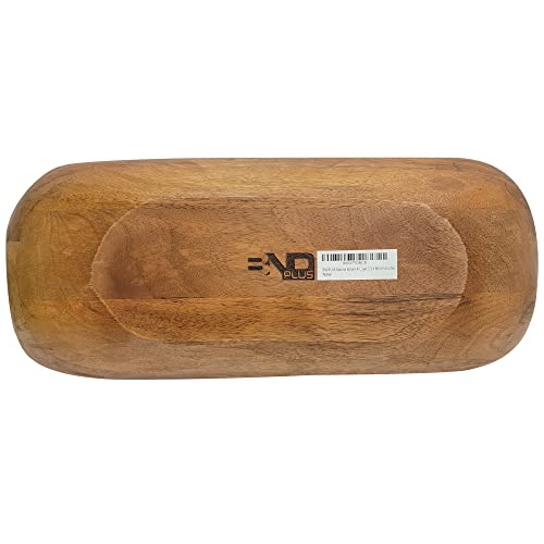 Bndplus Natural Brown Antique Vintage Beaded Dough Bowl, Wooden Long Hand Carved Decor Bowls, Rustic Large Decorative Centerpiece L19 X W8 X H3 Inches #TOP5