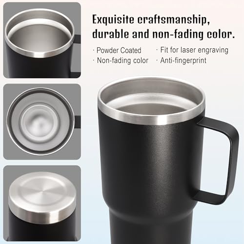 20 oz Tumbler with Handle and Lid Insulated Travel Coffee Mug Black 12P by ATQTQ - Used condition - Image 5