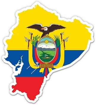 Ecuador Flag Country Shape - 3" Vinyl Sticker - for Car Laptop Water Bottle Phone - Waterproof Decal