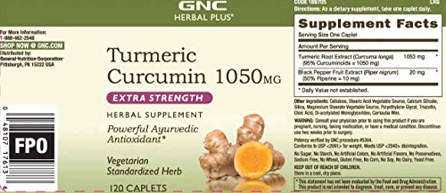 Gnc Herbal Plus Turmeric Curcumin 1000Mg Extra Strength, 120 Caplets, Provides Antioxidant Support #TOP2