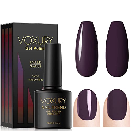 VOXURY Gel Vernis À Ongles Violet foncé vernis semi permanent pour UV Lampe À Ongles Longue Durée Manucure UV Gel Vernis À Ongles Violet foncé vernis permanent Gel 15 ml Cover