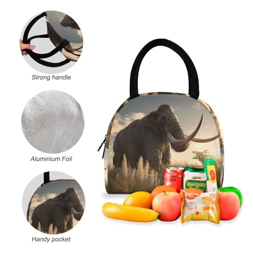 Backpack Lunch Box Set Large Capacity Travel Backpacks and Insulated Lunch Bag for Commute Hiking Picnic Mammoth in Wild Print4