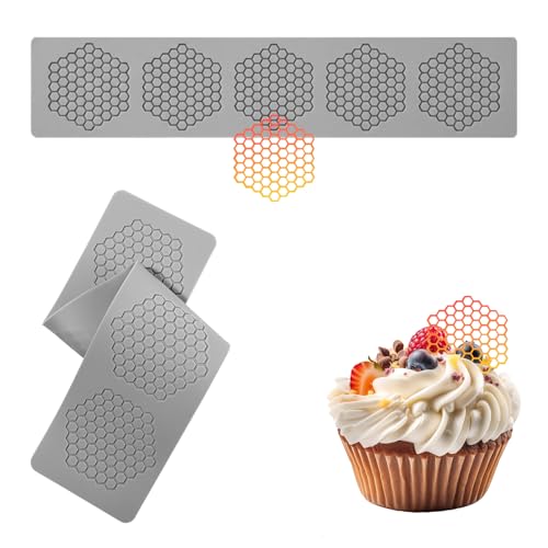 2 Pcs Honeycomb Molds, Honey Comb Silicone Mold with Hollow 3D Beehive, Silicone Tuile Molds for Crafts, Fondant Mold for Baking Sugar Dessert Cupcake Cake Decorating