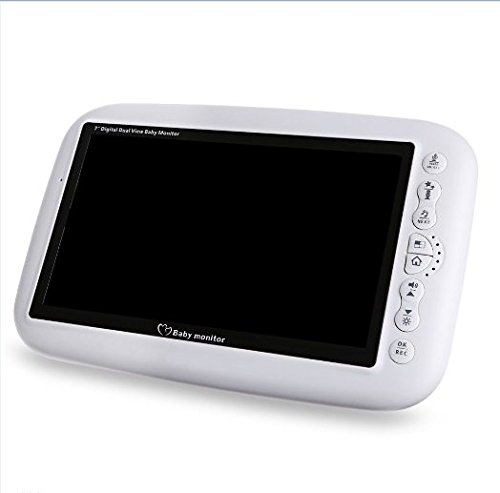 BW Moniteur de bébé sans fil - 7 pouces Babyfoon Caméra sans fil Vidéo Bébé Moniteur de vision nocturne Capteur de température Interphone berceuse Double Way Audio Play Chansons (Dual Cameras)
