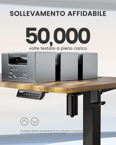 Scrivania Regolabile in Altezza 120 x 60 cm, Scrivania Regolabile da Stazione in Piedi con Pannello Smart a 4 Memorie e Tavola Splice - Scrivania Gaming - Immagine 6