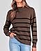 KIRUNDO Fall Sweaters for Women 2026 Striped Turtleneck Ribbed Knit Sweater Trendy Pullover Jumper Winter Fashion Clothing(Small, Coffee)
