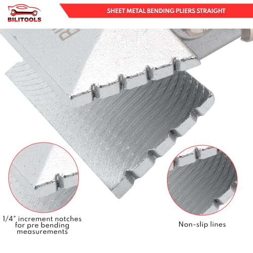 Image of BILITOOLS 3-Inch Hand Seamer Sheet Metal Bending Pliers, Straight Jaw | Stainless Steel, 35-40 HRC Hardness. Double-Layer Rubber Grip. Parallel Jaws Wont Damage Metal. For Auto Body & Tight Spaces