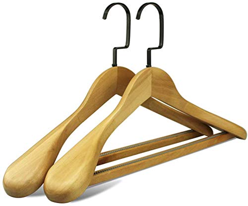 Cintres en bois pour costume MU, pinces robustes et finitions rétro noires