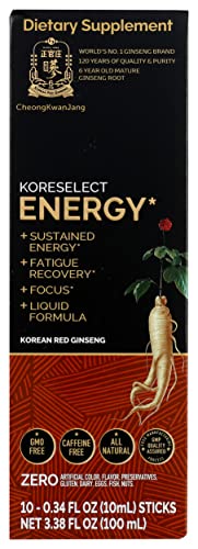 Koreselect Energy Red Ginseng Extract, Ginseng Root, Caffeine Free, Vegan, Non Gmo, Gluten Free, No Artificial Or Preservatives, 10 Packs (Pack Of 1) #TOP11