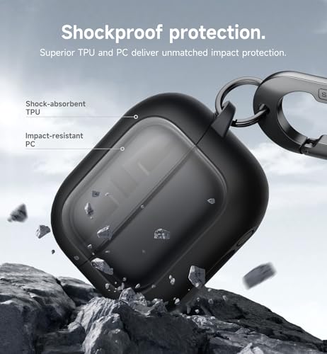 Image of SURITCH for Samsung Galaxy Buds 3 Pro (2024) / Buds 3 (2024) / Buds3 FE (2025) Case, Magnetic Bumper Cases, Rugged Shockproof Protective Covers with Carabiner & Cleaning Kit & Removal Tool, Black