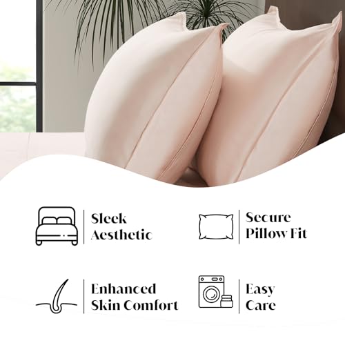 Image of Split King Size Sheet Set | 2 Fitted Sheets for Sleep Number & Adjustable Beds | Organically Grown | Ultra Soft & Cooling |100% Viscose | 17 inch Deep Pocket [Vintage Pink]