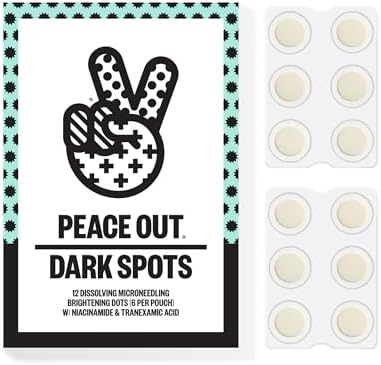 PEACE OUT Microneedling Dots for Dark Spots, Targeted Spot Patches with Dissolving Microneedles, Niacinamide, Hydrocolloid, Skincare for Uneven Tone and Texture (12 Count)