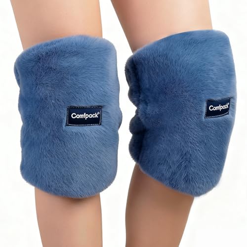 Comfpack Knee Heating Pad for Arthritis Relief, 2PCS Washable Microwave Heated Knee Wraps Warmers for Pain Relief, Joint Stiffness, Cold Weather Comfort, Gift for Women, Men
