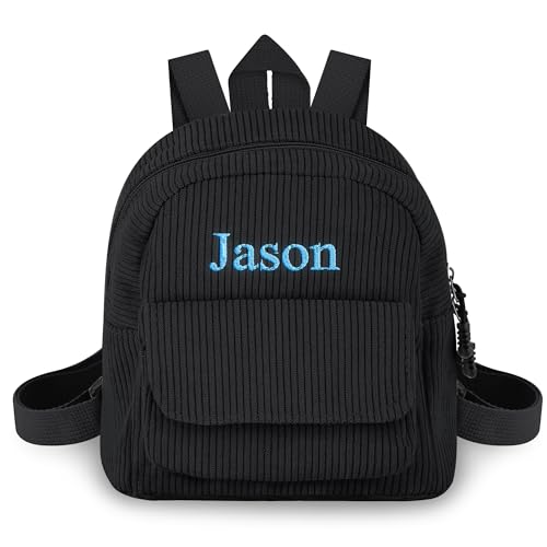 CSstone Mochila personalizada para niños, mini mochila escolar para niños y niñas, mochila de pana con nombre bordado, mochila de jardín de infantes para guardería de bebé, rosa, Taille unique… (D)