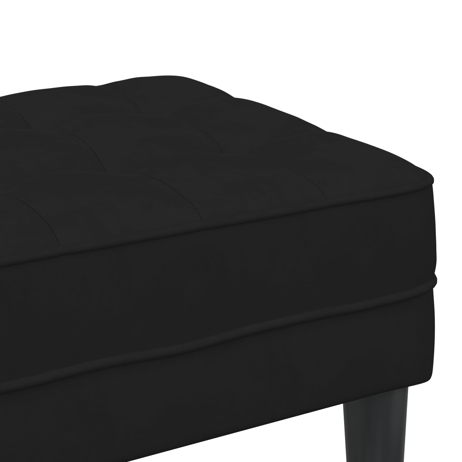 Samt Bank Schwarz, 113x57x39 cm, Modernes Design, Sitzbank für 2 Personen, Robustes Naturholz, Ideal für Wohnzimmer, Flur, Esszimmer