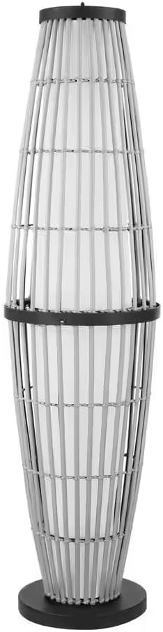 Indoor Outdoor Garden Patio Porch Rattan Simulation Gray Floor Lamp 51" Weather Resistant Bohemian Style TropicalBeach Appearance