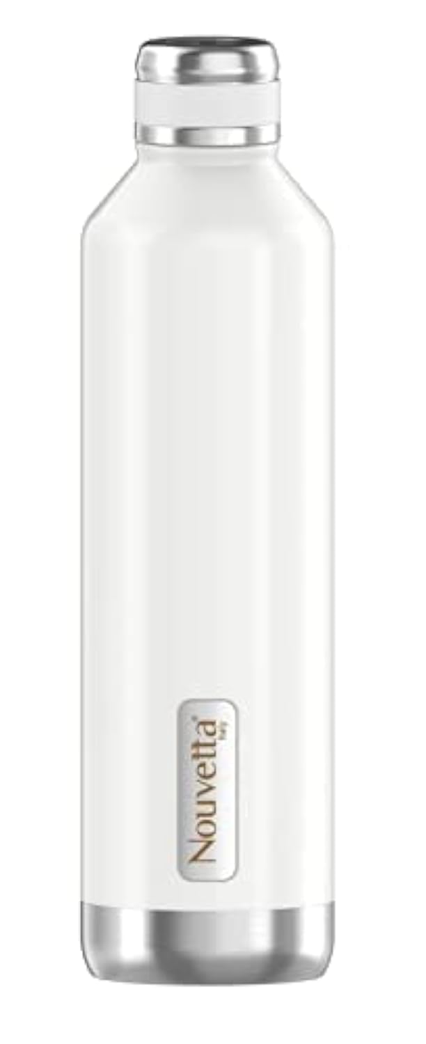 Nouvetta Elite Double Wall Stainless Steel Flask Bottle | Day Long Hot and Cold |Easy to Carry | Leak Proof | Tea | Coffee | Home| Office| Gym | Hiking | Trekking | Travel Bottle | 1000 ml- White