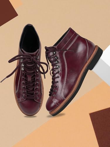 Image of Ezok 4001 Men's Leather Lace-Up Boots | Comfortable Ankle Boots | Lightweight Anti-Slip Casual Boots for Everyday Wear