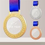 ubjva Custom Medals Personalized Crystal Medals for Awards with Neck Ribbon Gold Silver Bronze for Sports Games Competitions Party Favors