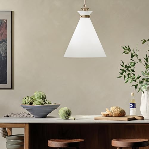 Kichler Laria 1-Light Pendant Light Fixture with Opal Glass, Updated Traditional Hanging Light for Kitchen Island and Dining Room in Champagne Bronze (19.75" x 16"), 52775CPZ by Kichler - Image 5