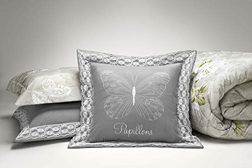 Edredom Queen Estampado Papillons 6 Peças - Cinza