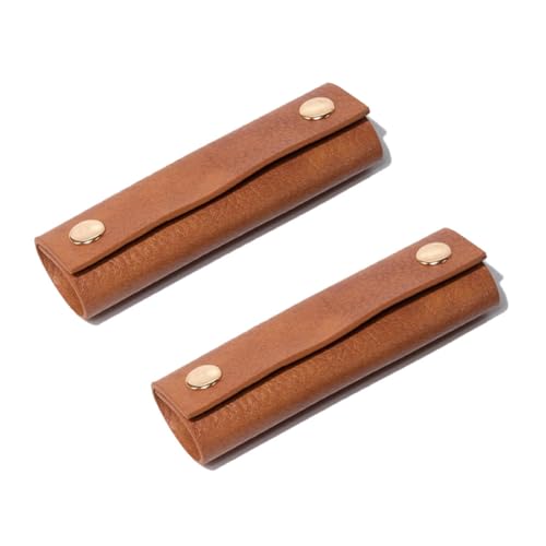 Handbag Handle Covers Sdjdhej 2 Pcs Pu Leather Luggage Handle Wraps Wallet Handle Protectors Travel Accessories (Brown)