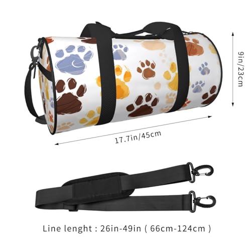 Duffel Bag for Gym Travel Storage Luggage Bag Cute Watercolor Cat Dog Paw Print Sport Duffle Bag With Zipper Weekender Bag2