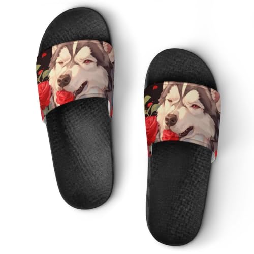 Pantoufles de bain antidérapantes roses rouges du loup contre les glissades en taille 37
