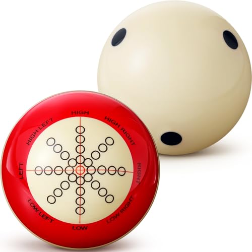 Gemscream 2 Pcs Cue Ball Trainer with Dots Practice Billiard,Black,Normal