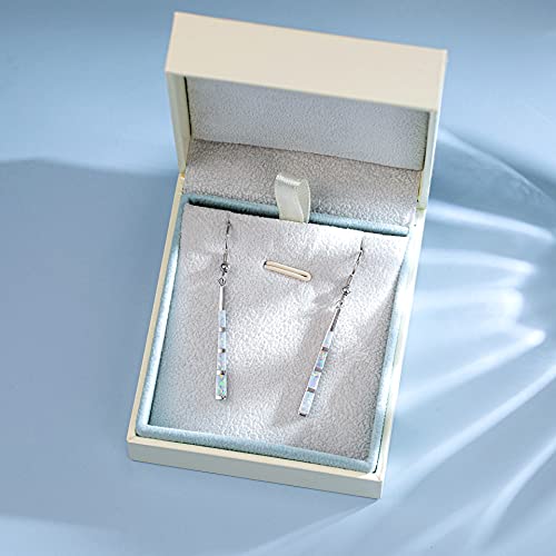 Fancime 925 Sterling Silver White Opal Earrings Dainty Long Striped Drop Hypoallergenic Earrings October Birthstone Fine Jewelry For Women Girls #TOP6