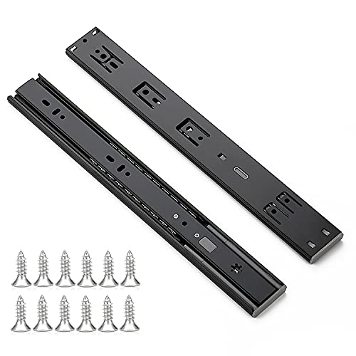 Image of Ravinte 14 Inch Soft Close Drawer Slides 2 Pairs 4 Pack Black Full Extension Ball Bearing Drawer Glide Side Mount