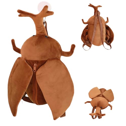 Plush Beetle Backpack Brown Insect Design Soft Lifelike Beetle Stag Bag for Women (Brown)