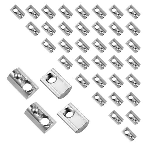 HASLED Tuerca deslizante M8 con bola, 40 piezas en acero al carbono para perfiles aluminio serie 40 - Ideal construcción, carpintería y estructuras industriales
