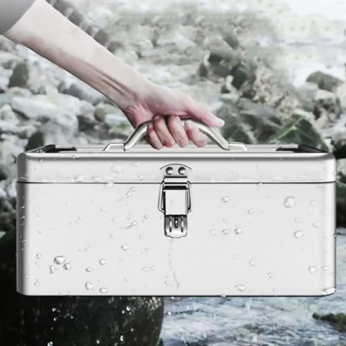 Double layer thickened stainless steel tool box car household multifunction thickened hardware tin box portable, tool organisers,portable tote tray and small parts ( Size : Extra large/stainless steel - Image 4