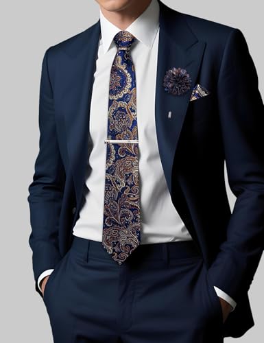 Image of DiBanGu Silk Zipper Ties for Men, Formal Pre-tied Necktie | Adjustable Tie,6PCS,Various Design Styles,Jacquard Woven,Skin-friendly,Practical Gift,Great for Wedding Party,Business Formal