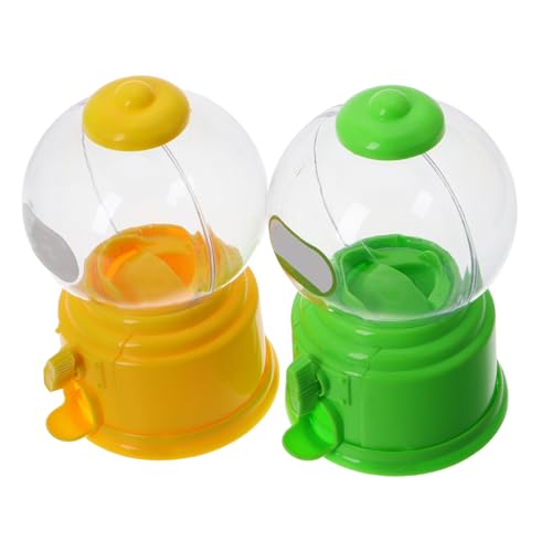 BESPORTBLE Mini Candy Dispenser Machine for Kids Yellow and Green Twist Candy Vending Toy Cute Gumball Holder for Parties and Classroom 2-piece Set