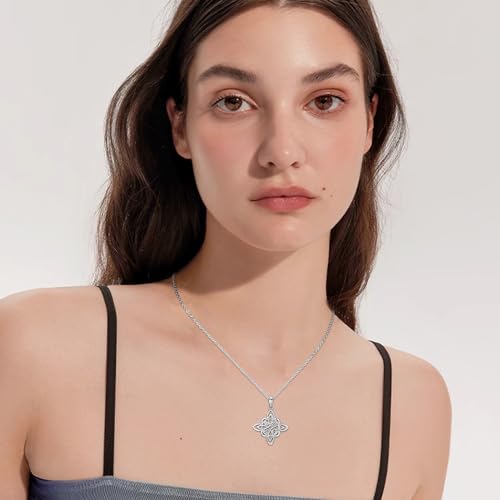 JUSTKIDSTOY Witch Necklace for Women 925 Sterling Silver Witches Knot/Pentagram Pendant Necklaces Witch Jewelry Halloween Birthday Gift for Girlfriend Mother4