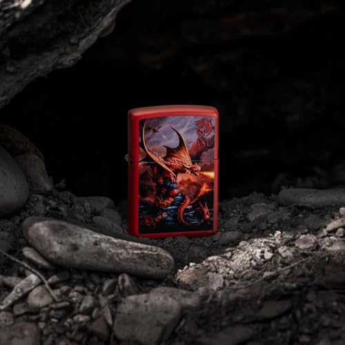 Encendedor Zippo con grabado personalizado diseño dragón rojo mate miniatura 3