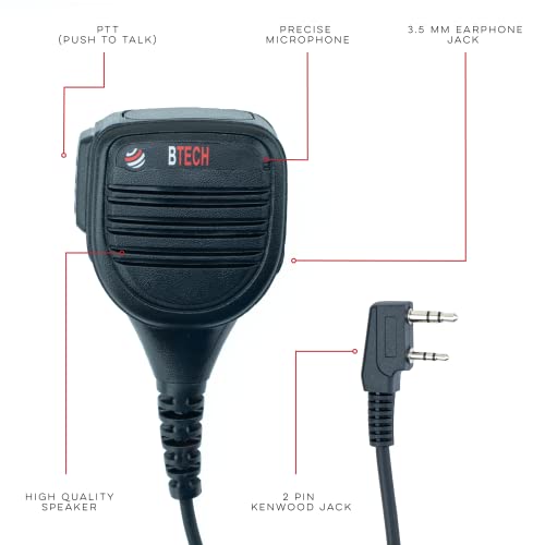 Btech Qhm22 Platinum Series Ip54 Rainproof Shoulder Speaker Mic For Baofeng, Btech, Kenwood Radios #TOP5