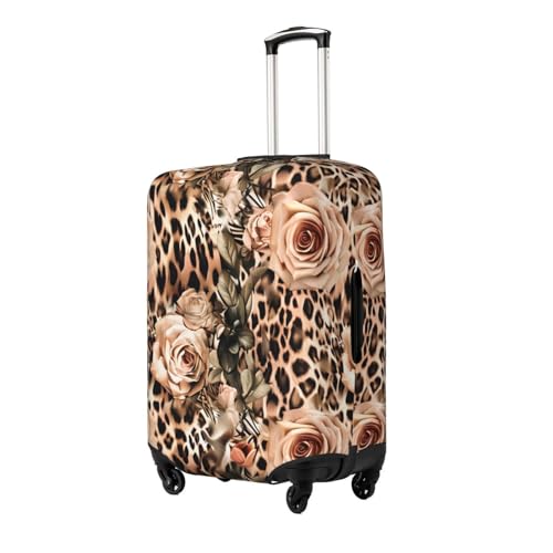 Rose Leopard Print Luggage Cover Washable Elastic Suitcase Cover Anti-Scratch Travel Luggage Protector Covers for Kids Adult M fits 22-24 inch Suitcase2