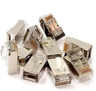 موصلات شبكة قابس RJ45 CAT5 (100 قطعة، محمية) معدن