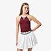Lacoste Womens Halter Neck Sleeveless Slim Fit Classic T-Shirt, Bordeaux, Small