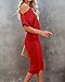 Ezbelle Womens Short Sleeve Dresses Off The Shoulder Ribbed Work Office Business Cocktail Party Bodycon Pencil Dress Red Medium