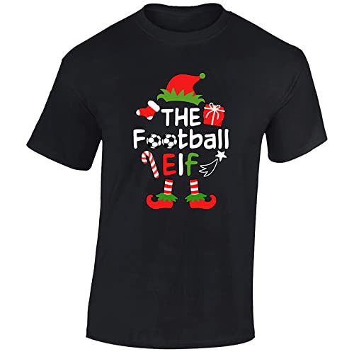 The Football Elf Christmas Mens T-Shirt Xmas Funny Santa Unisex Gift Boys Girls Kids TShirt Printed Design Black - Youth X-Large (Age 12-13)