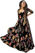 KD Women's Pure Rayon Floral Print Anarkali Regular Kurta for Women Anarkali Dress for Women