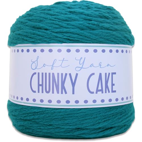 Image of ThreadArt Chunky Yarn Big Cake, 300g (316 Yards - Teal Blue 08 | Super Bulky #6 for Hand Knitting & Crocheting - 100% Soft Acrylic for Blanket Yarn